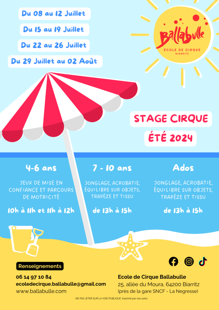 Stage Cirque Eté 2024 Biarritz Ballabulle
